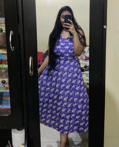 Lovely Blue Floral Midi Dress