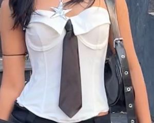 Stylish White Corset Top with Tie