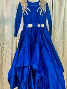 Elegant Royal Blue Embroidered Gown