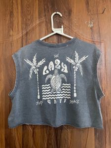 Grey Sleeveless Crop Top