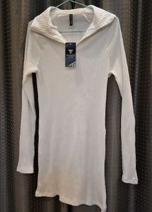 women off-white ribbed bodycon dress