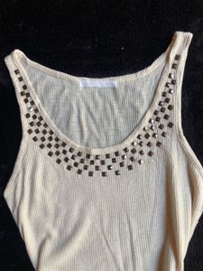 y2k Studded Cream Tank Top