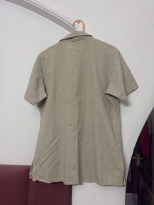 Casual Beige Button-Down Shirt