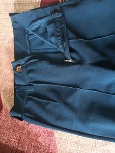 Stylish Teal Wide-Leg Trousers