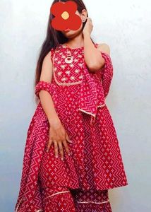 Red Printed Kurta Set