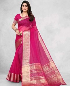 Elegant Orange Silk Saree with Golden Border