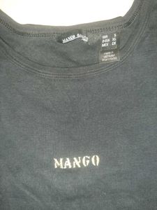 💎 MANGO Black Minimalist Logo T-Shirt - Women
