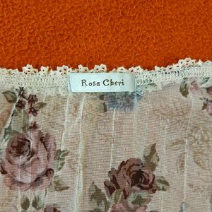 Vintage Floral Rosa Cheri Lace Mesh Vest Top
