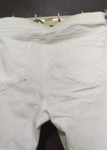 Off White Colour Jeans For Girl