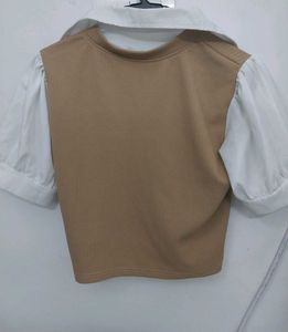 Chic Brown V-Neck Sweater Vest Top