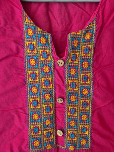 Pink Embroidered Kurta