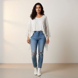White Lace  woolen top