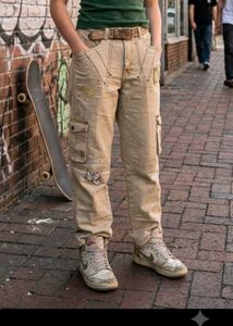 women Y2K inspired embroidered cargo pants