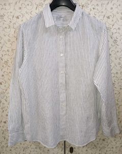 linen Classic Striped Button-Up Shirt