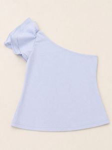 One-Shoulder Ruffle Top (Baby Blue) – Siz