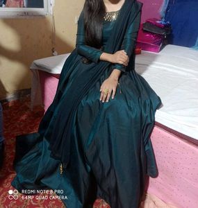 New Elegant Teal Ethnic Gown with Dupatta