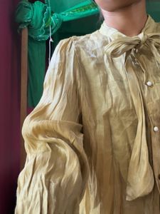 Elegant Yellow Blouse with Bow Detail