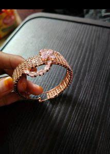 Stunning Rose Gold Bracelet with Pink Stones