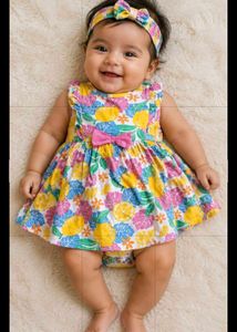 BabyGirl Dress wit Headband Likenew