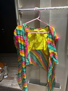 Colorful Striped Kurta with Pom-Pom Detail