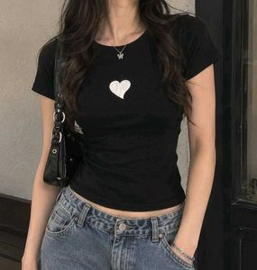 Cute Heart Graphic Black Tee