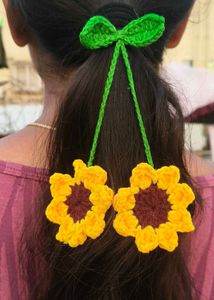 Handmade Crochet Sunflower, Daisy, Tulip Hair Ties