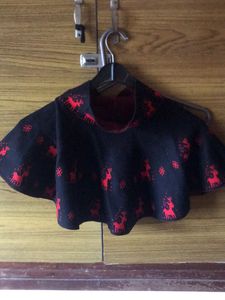 Black Reindeer Print Cape Blouse