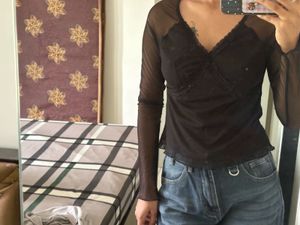 Sheer Mesh Long Sleeve Top