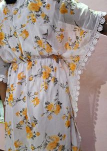 Floral Print Kaftan Kurta