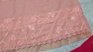 Elegant Peach Embroidered Kurta Set