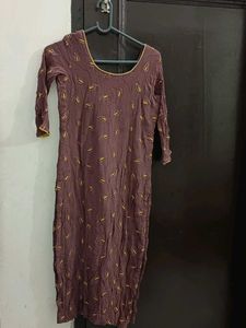 Elegant Brown Kurta with Leaf Print