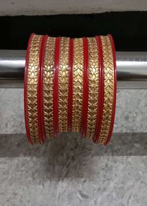 Red & Gold Bangle Set - Indian Traditional
