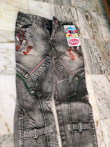 Stylish Men's Grey Denim Jeans