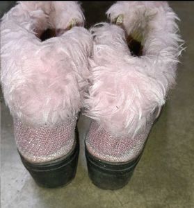 Sparkly Pink Fur Boots