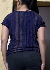 Cotton Top With Elasticated Sleeves And Hem . Comfortable Fit .