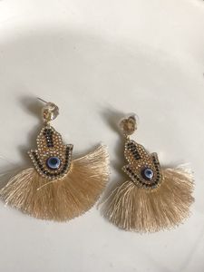Hamsa Evil Eye Tassel Earrings