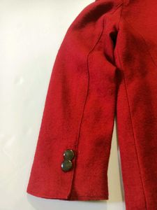 Premium Chic Red Textured Jacket Women Blazer