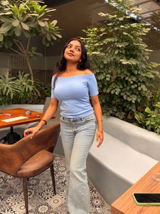 Light Blue Off-Shoulder Top MEDIUM size