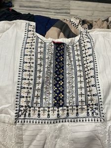 Elegant White Embroidered Kurti