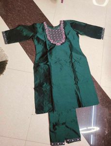 Vibrant Red Sequined Kurta Set with Dupatta