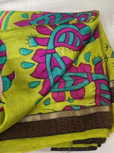 Vibrant Peacock Print Saree
