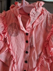Peach Ruffled Crop Top