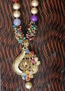 Bohemian Pearl &amp; Beaded Pendant Necklace