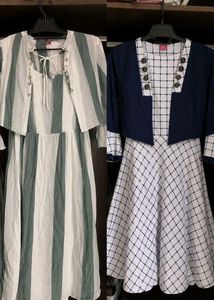 Combo of 2 Striped & Checked Maxi dresses