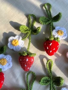 Crochet Strawberry &amp; Flower Charms