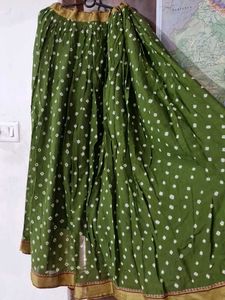Green Bandhani Ethnic Skirt