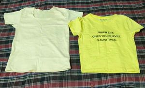 Cute Yellow Graphic & Cream Tee Bund