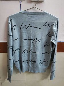 Light Blue "Woman" Print Sweater