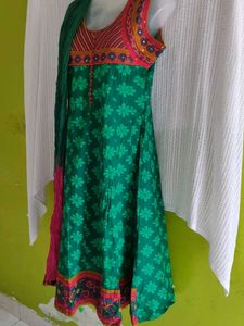 Green Floral Kurta Set