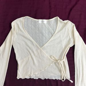soft girl cream wrap top🎀